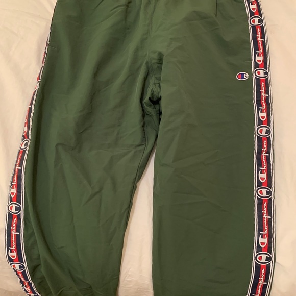 green champion track pants